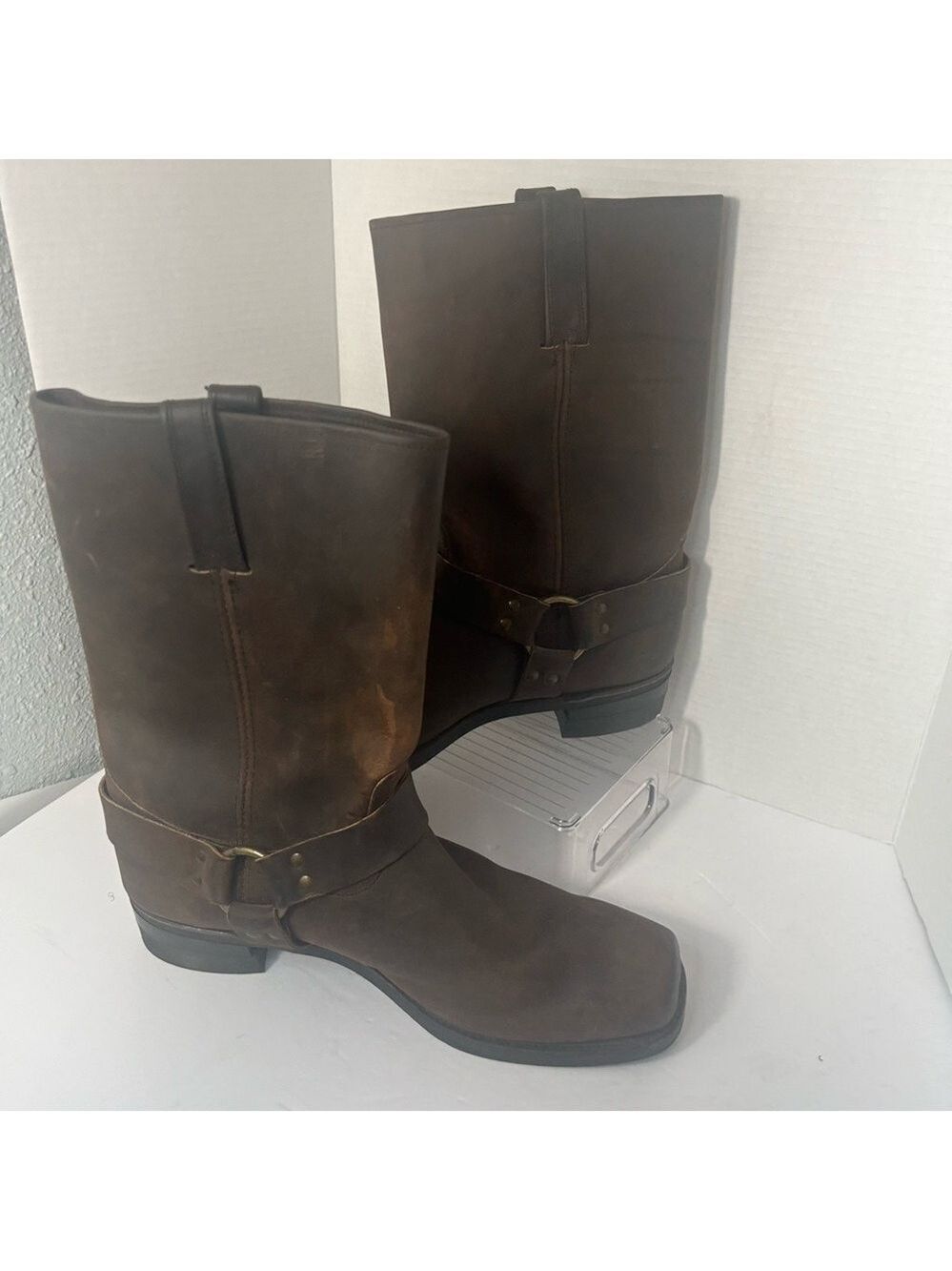 FRYE Gaucho Oiled Brown Conway Leather Harness Moto Biker Western Boot 87350 - Picture 9 of 12